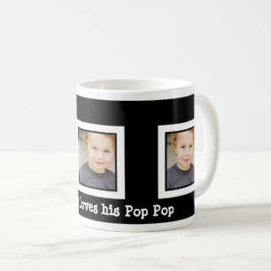 Personalised Black & White Three Photo Coffee Mug