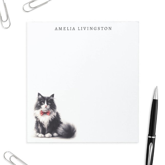 Personalised Black White Tuxedo Cat Notepad (Creator Uploaded)