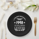 Personalised black white vintage 75th birthday  paper plate<br><div class="desc">Add some originality to your wardrobe with this vintage birthday graphic design featuring awesome typography font lettering. It's a great gift idea for men,  women,  husbands,  wives,  grandma,  and grandpa who will love this one-of-a-kind artwork. Perfect for a fun holiday present at your birthday party.</div>