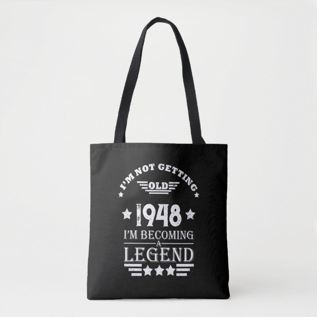 Personalised black white vintage 75th birthday  tote bag (Front)