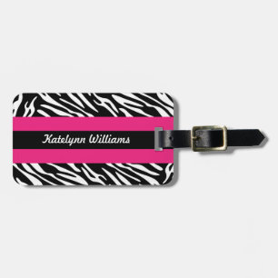 Personalised Black White Zebra Stripe Luggage Tag