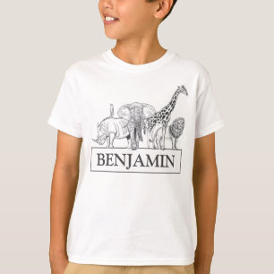 Personalised Black & White Zoo Animals Birthday T-Shirt
