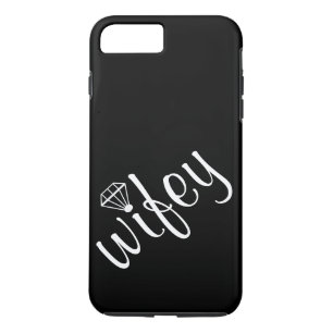 Personalised Black Wifey Script & Diamond iPhone 8 Plus/7 Plus Case