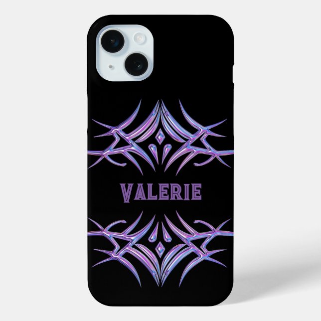 Personalised Black with 3D Purple Tribal Design Case-Mate iPhone Case (Back)