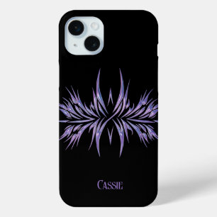 Personalised Black with Purple Tribal Design iPhone 15 Mini Case
