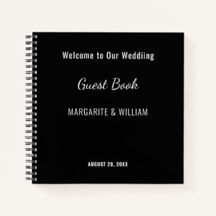 Personalised Black with White Guest Book