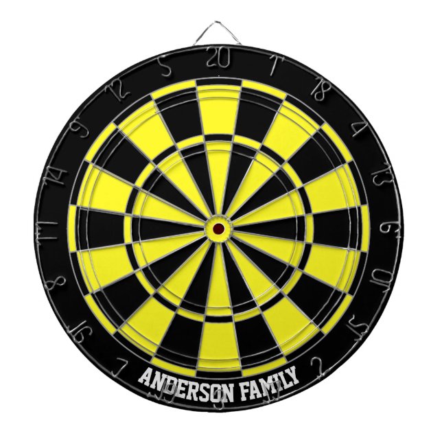 Personalised Black & Yellow Bicolor Dart Board (Front)