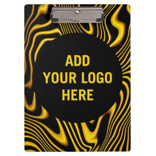 Personalised Black Yellow Gold Swirls Texture Clipboard
