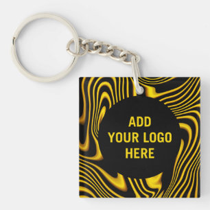 Personalised Black Yellow Gold Swirls Texture Key Ring