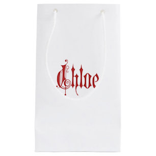 Personalised Blackletter Parchment Chloe Red Small Gift Bag