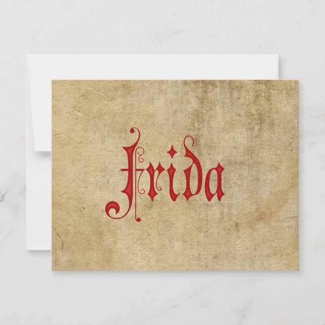Personalised Blackletter Parchment Frida Red Invitation (Front)