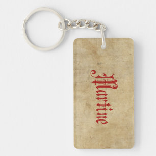 Personalised Blackletter Parchment Martine Red Key Ring