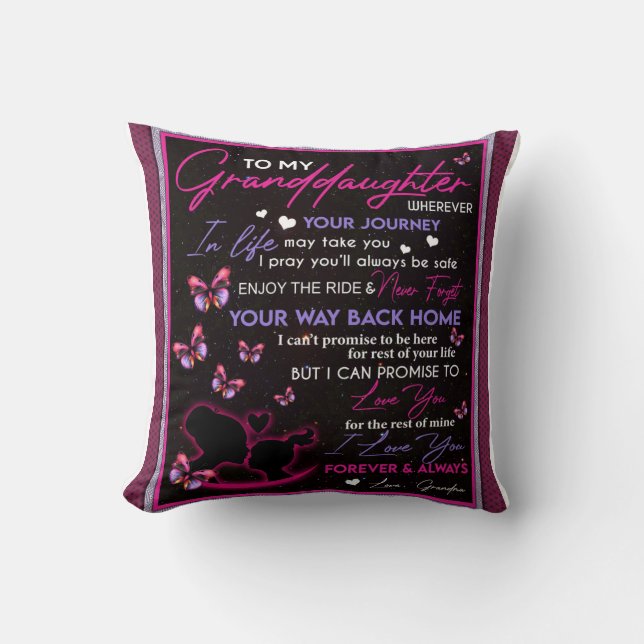 Personalised Blanket Butterfly To My Granddaughter Cushion (Front)