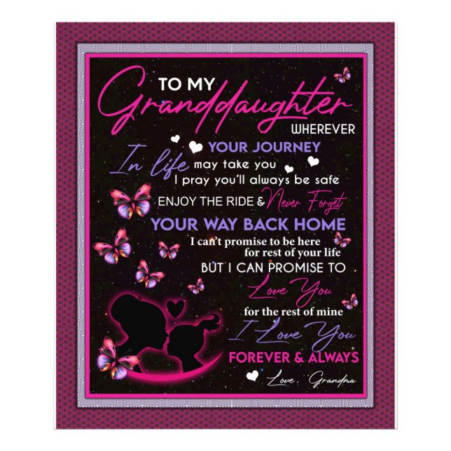 Personalised Blanket Butterfly To My Granddaughter Photo Print (Front)