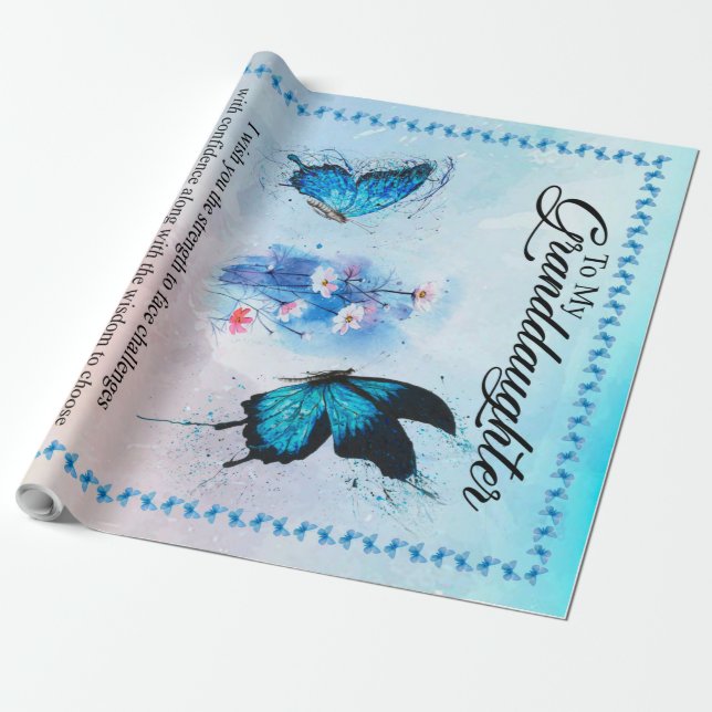 Personalised Blanket Butterfly To My Granddaughter Wrapping Paper (Unrolled)