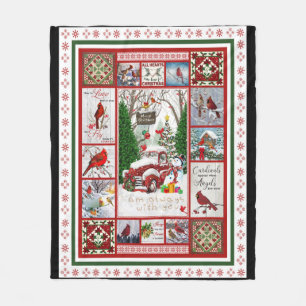 Personalised Blanket, Cardinals I Am Always With Fleece Blanket