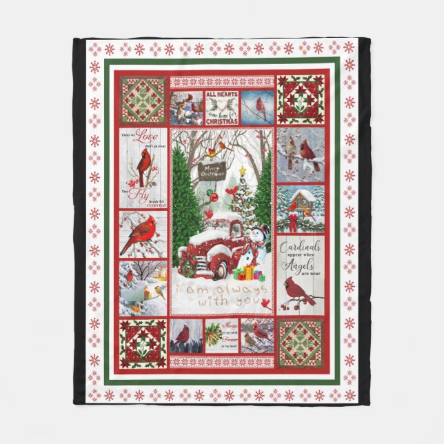 Personalised Blanket, Cardinals I Am Always With Fleece Blanket (Front)