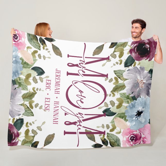 Personalised Blanket for Mum with Blush Flowers (In Situ)