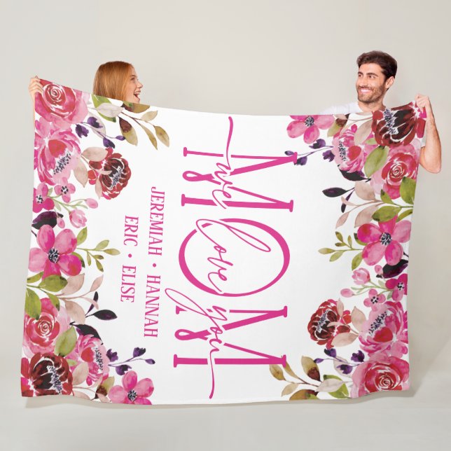 Personalised Blanket for Mum with Blush Flowers (In Situ)