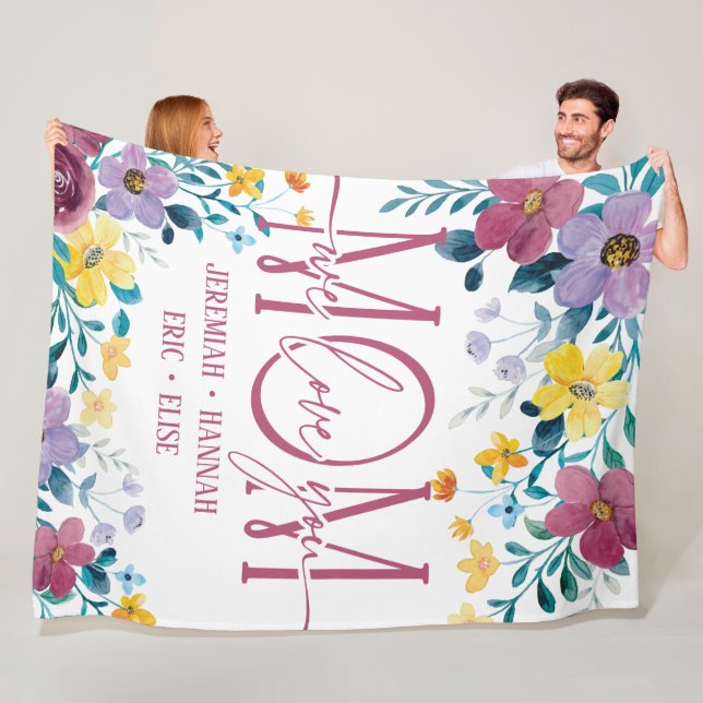 Personalised Blanket for Mum with Blush Flowers (In Situ)