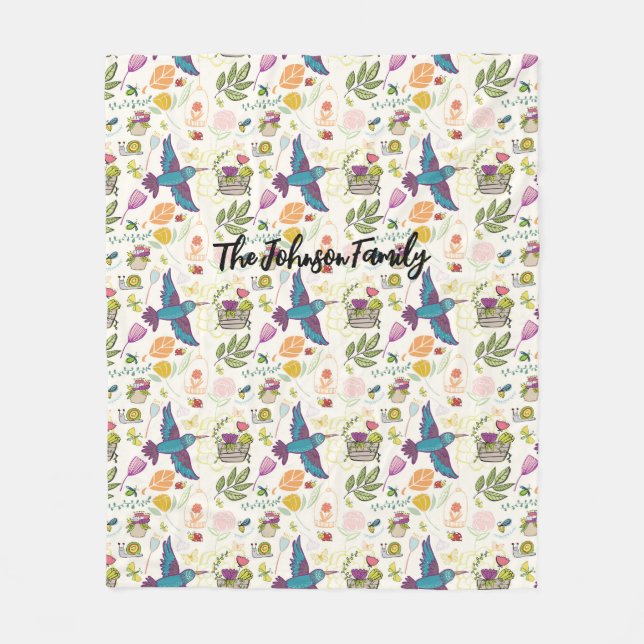 Personalised Blanket Gift Bird and Succulents (Front)