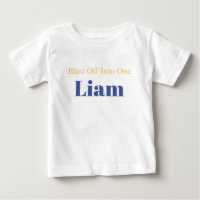 Personalised Blast Off Into One Birthday T-Shirt
