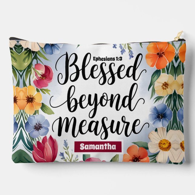 Personalised Blessed Beyond Measure Christian Accessory Pouch (Back)