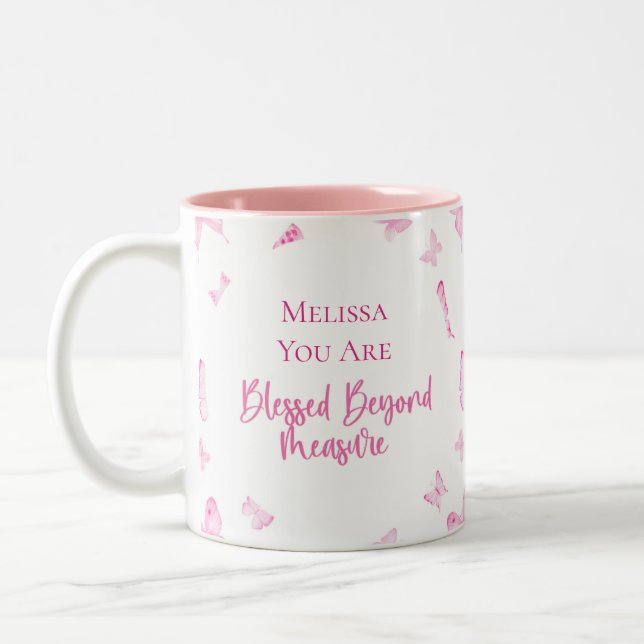 Personalised Blessed Beyond Measure Coffee Cup (Left)
