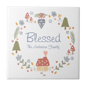 Personalised Blessed Cosy Country Cottage Hygge Tile