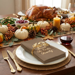 Personalised Blessed Family Thanksgiving Napkin