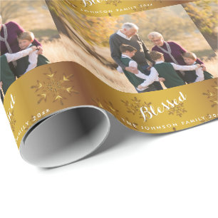 Personalised Blessed Gold Photo Wrapping Paper