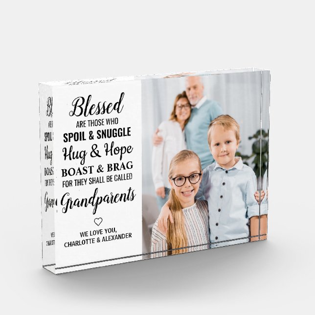 Personalised Blessed Grandparents Poem Modern Photo Block (Left)