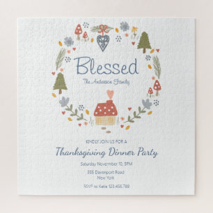 Personalised Blessed Thankful Dinner Party Jigsaw Puzzle