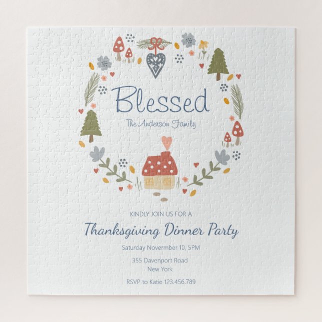 Personalised Blessed Thankful Dinner Party Jigsaw Puzzle (Vertical)