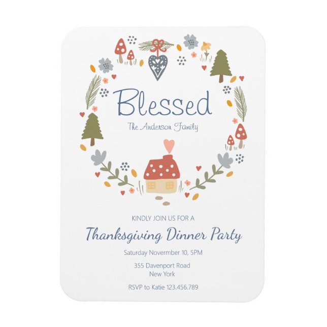 Personalised Blessed Thankful Dinner Party Magnet (Vertical)