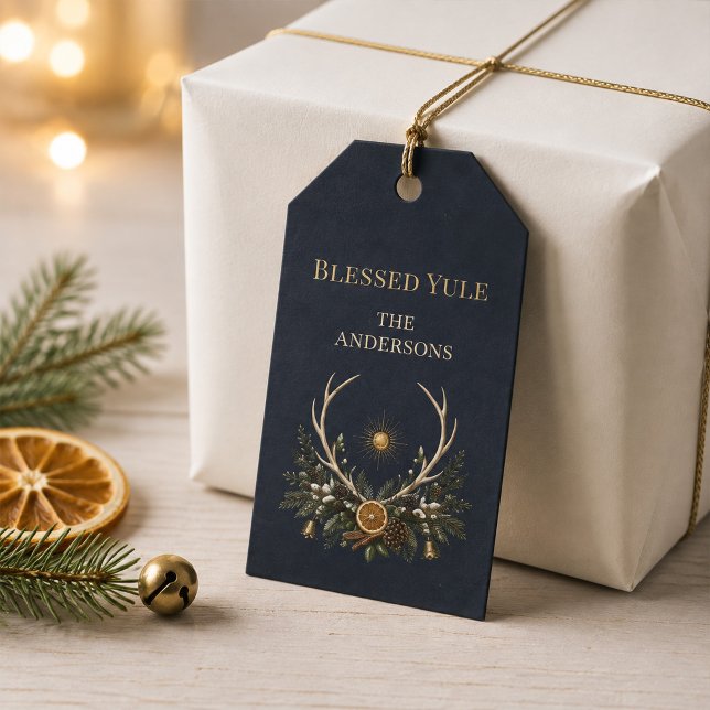 Personalised Blessed Yule Family Gift Tags (Personalized Blessed Yule Family Gift Tags)