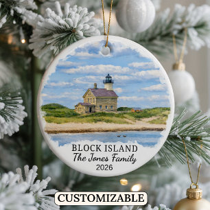Personalised Block Island Ornament, Rhode Island Ceramic Tree Decoration