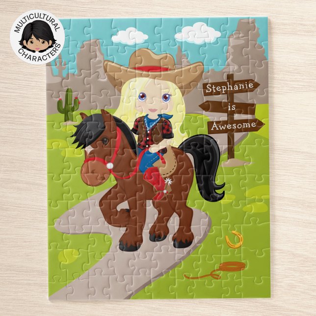 Personalised Blonde Cowgirl Jigsaw Puzzle (Creator Uploaded)