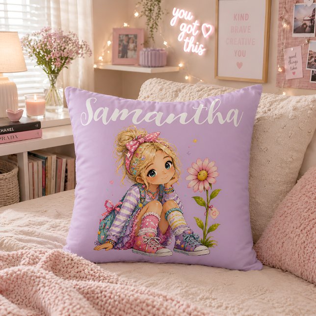 Personalised Blonde Girl Name Cushion (Creator Uploaded)