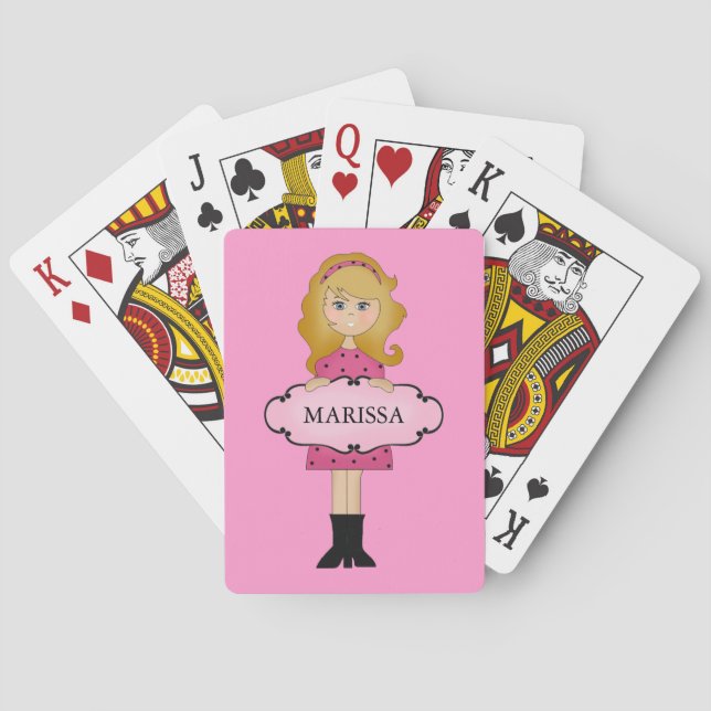 Personalised Blonde Girly Playing Cards (Back)
