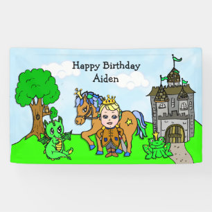 Personalised Blonde Haired Prince Birthday Banner