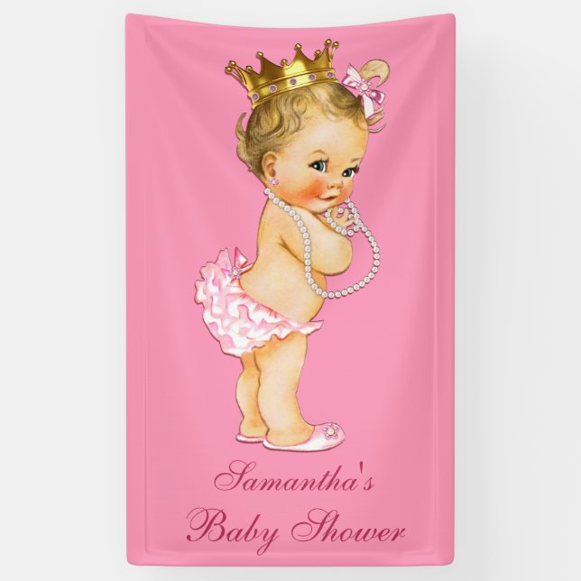 Personalised Blonde Little Princess Baby Shower Banner (Vertical)