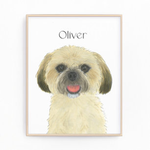 Personalised Blonde Tan Golden Shih Tzu Art Photo Print