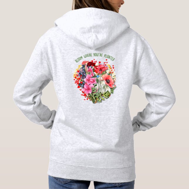 Personalised BLOOM WHERE YOU'RE PLANTED Floral Hoodie (Back)