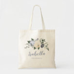 Personalised blooming botanical floral bridesmaid tote bag<br><div class="desc">Watercolor botanical floral and greenery in soft yellow,  dusty blue,  and grey,  elegant and romantic,   great personalised bridesmaid gifts</div>
