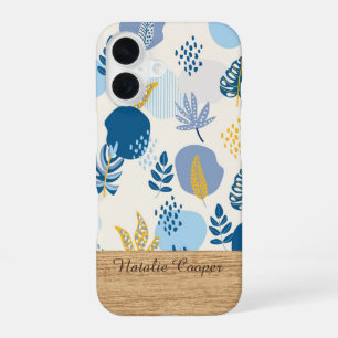 Personalised Blue Abstract Botanical iPhone Case