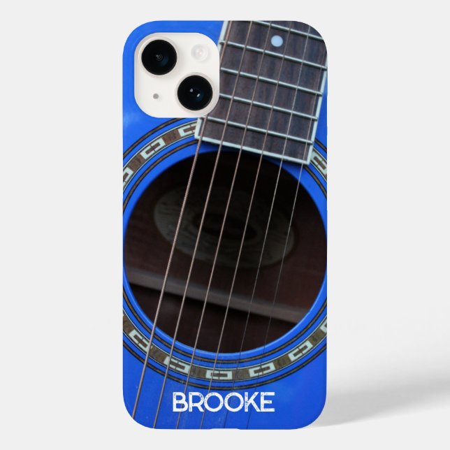 Personalised Blue Acoustic Guitar Case-Mate iPhone Case (Back)