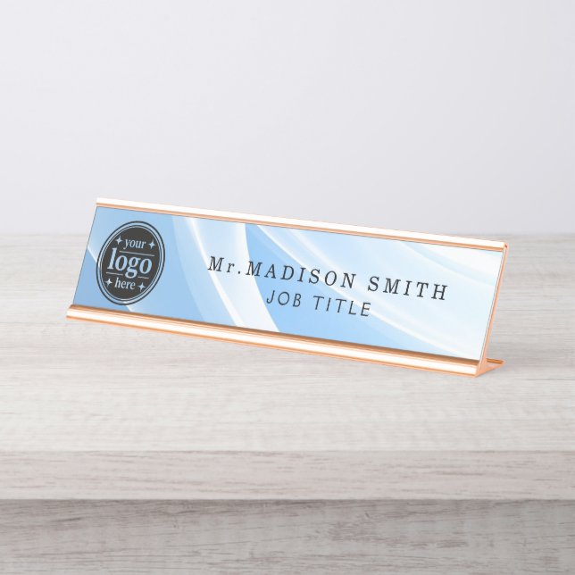 Personalised Blue Acrylic Desk Name Plate  (Front)