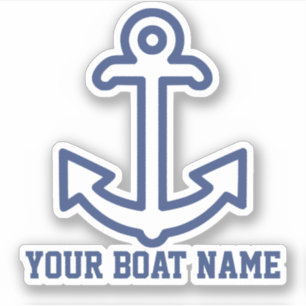 Personalised Blue Anchor Boat Decal Sticker