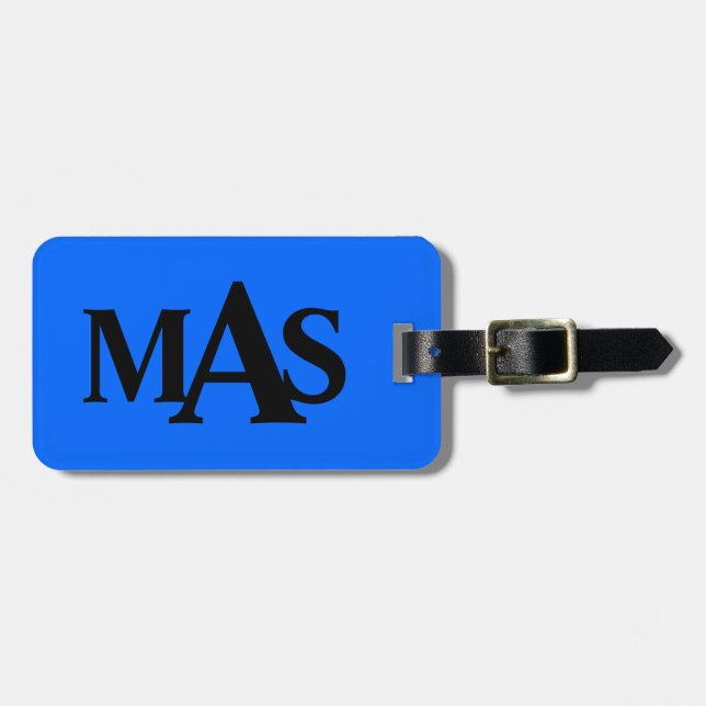 Personalised Blue and Black Luggage Tag (Front Horizontal)